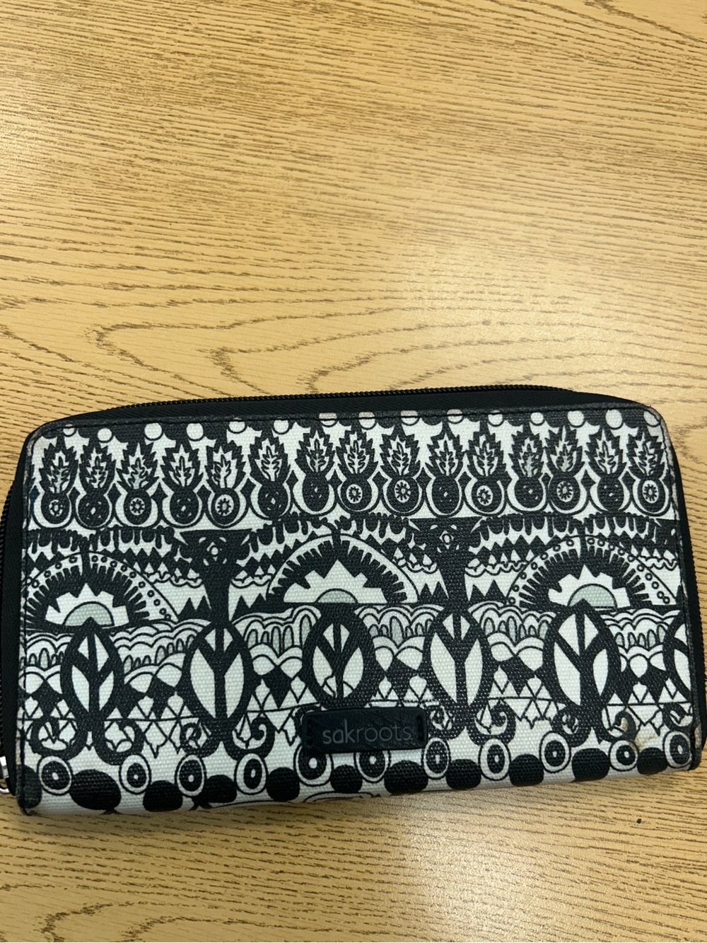 Sakroots Black & White Patterned Zip Wallet
